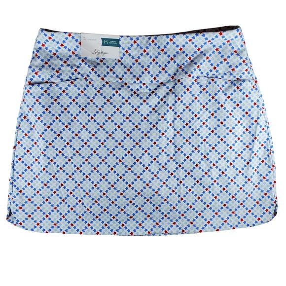 Lady Hagen Womens XL Tummy Control Pull On Skort Star Multi Plaid New - Picture 1 of 9